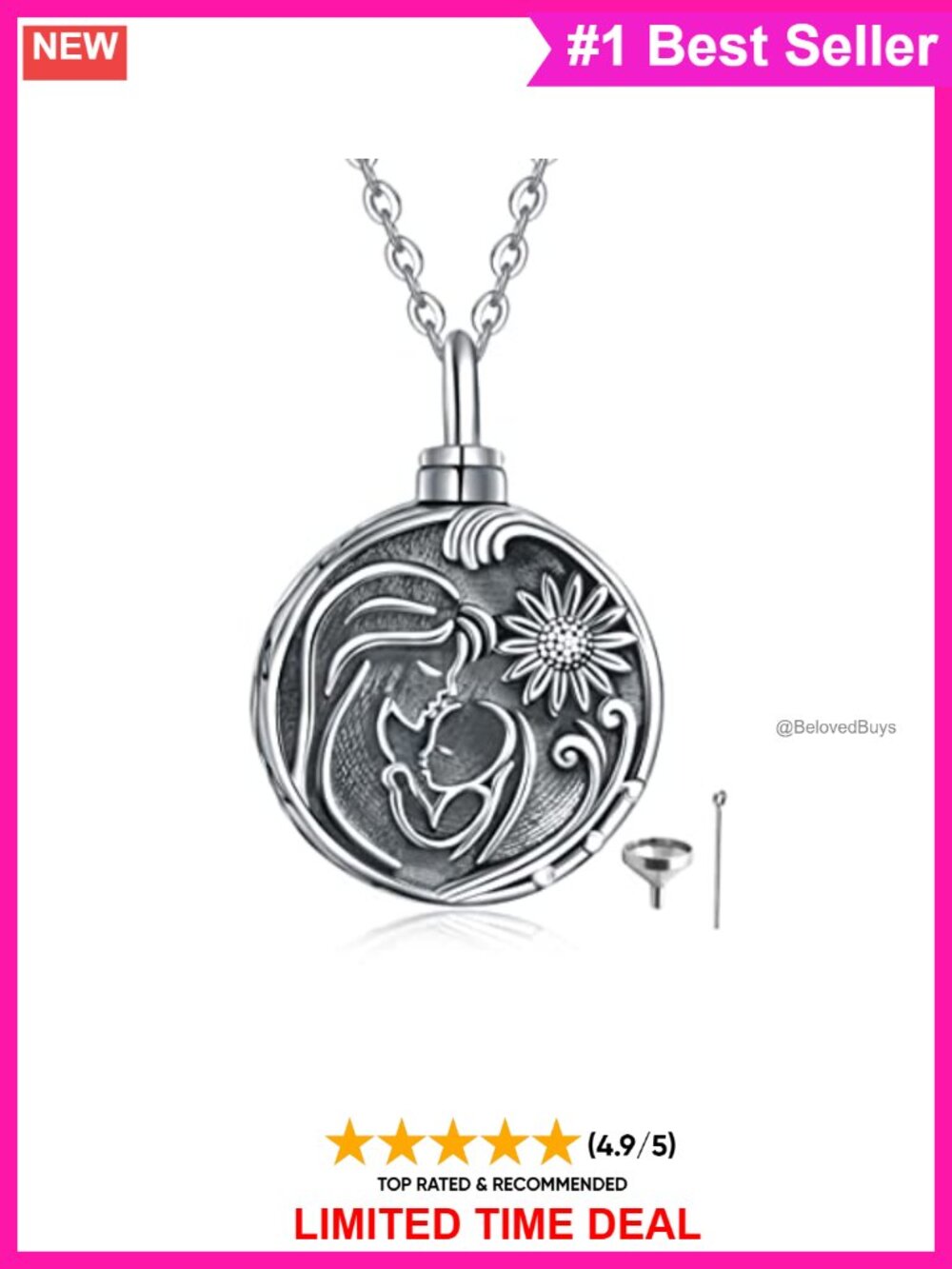 Sterling Silver Tree of Life Cremation Urn Pendant Necklace S925